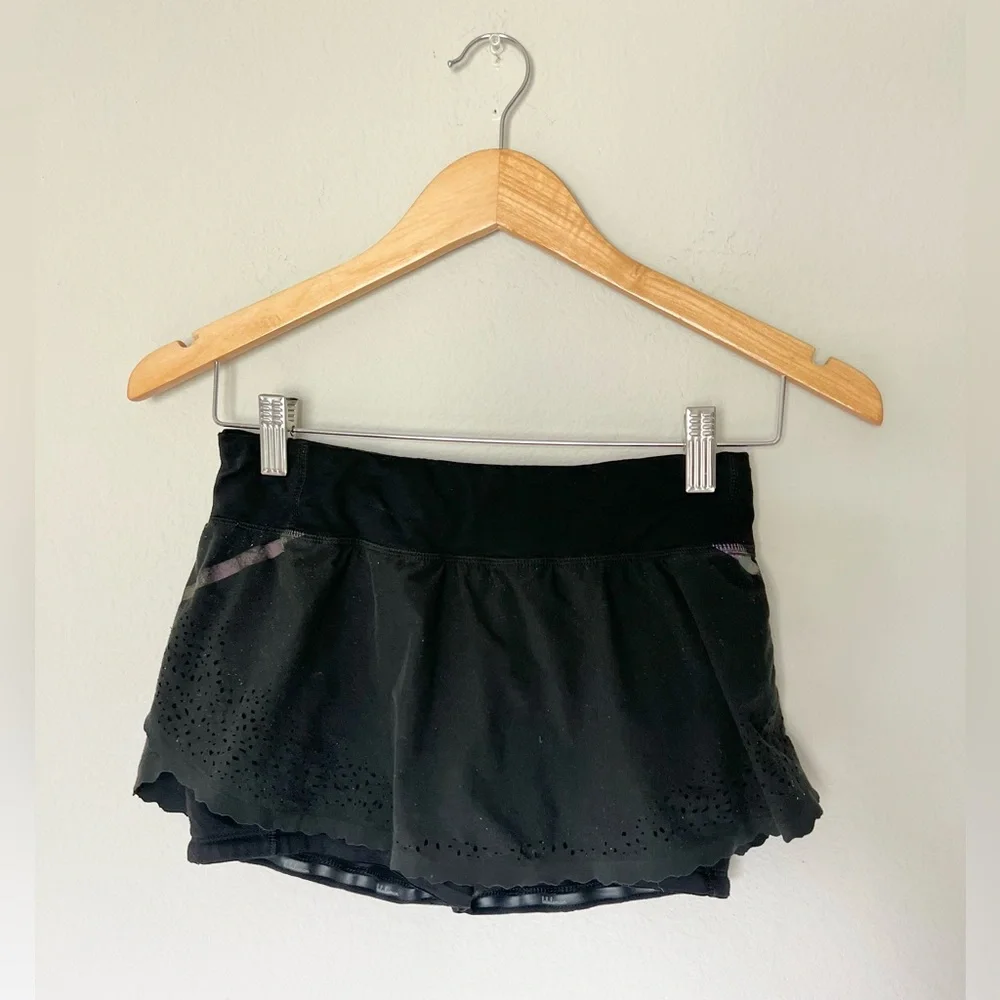 Lululemon Tennis RunLight As Air Skirt lined with Shorts Black_2
